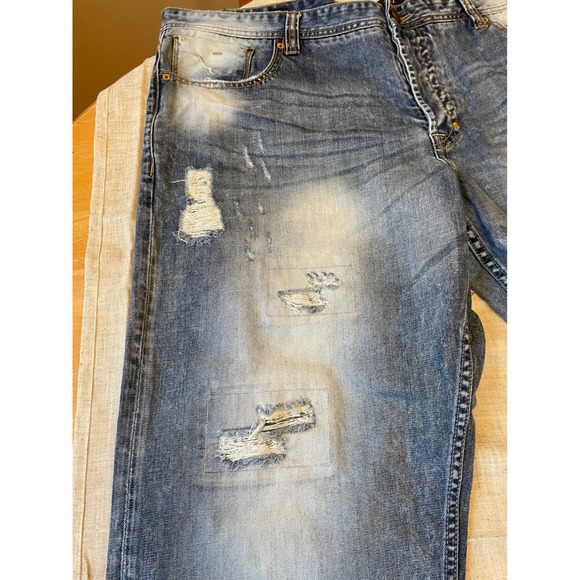 AKOO Denim Jeans‎ Mens 44 Logger Fit Blue Distressed - Picture 12 of 14